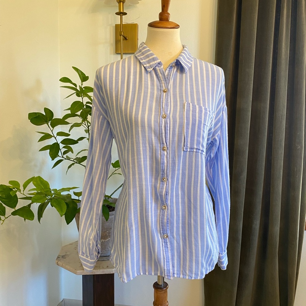 Becool Blue and White Striped Shirt